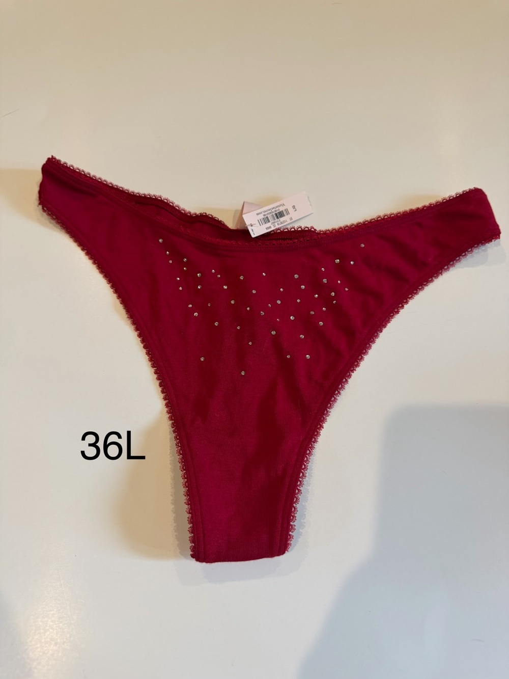 Sparkle Thong Panty - Deep Red